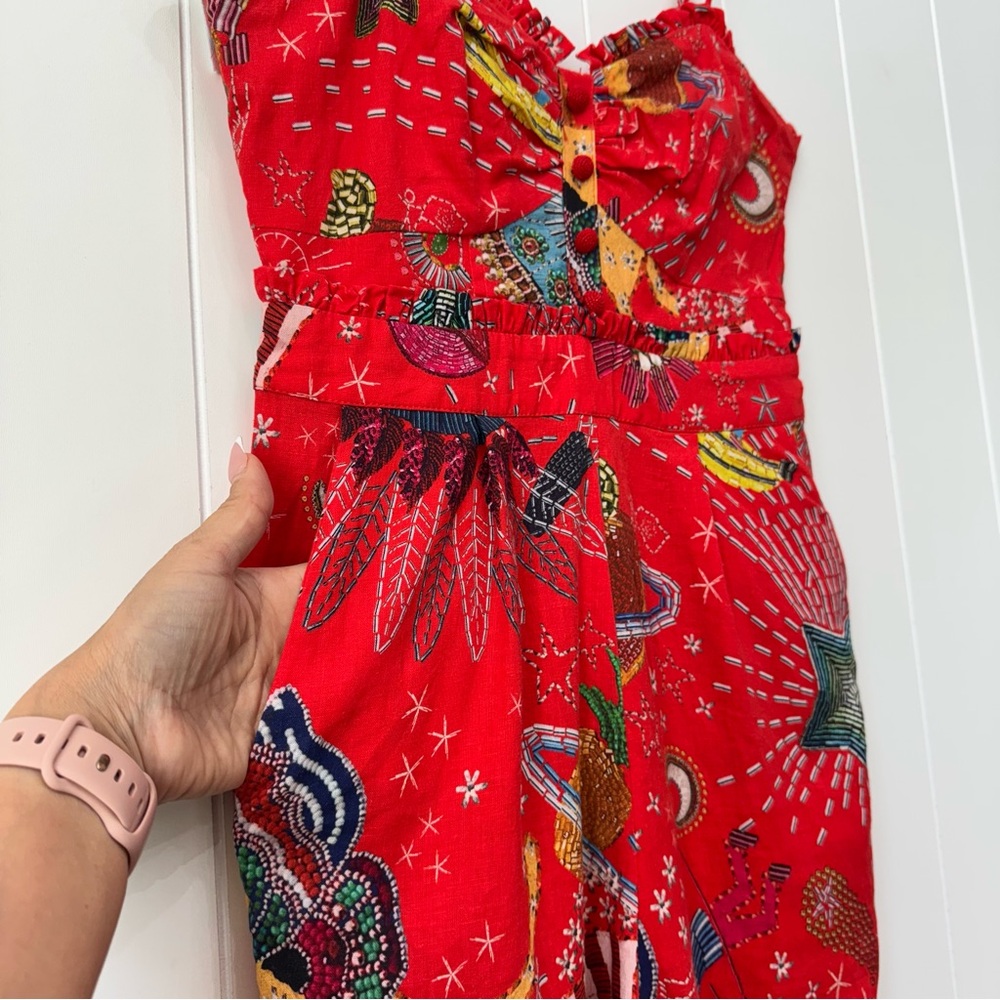 FARM Rio Red Spaghetti Strap Printed Jumpsuit - Picture 4 of 16